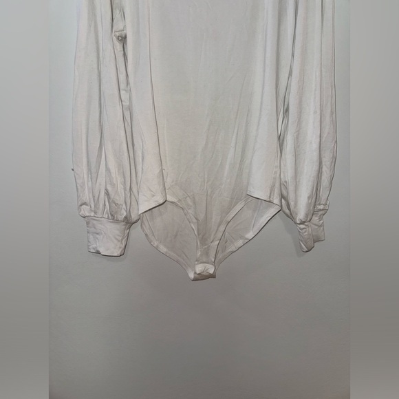 Pre-Owned MD Jorasob White Long Sleeve Flowy Bodysuit - Picture 3 of 8